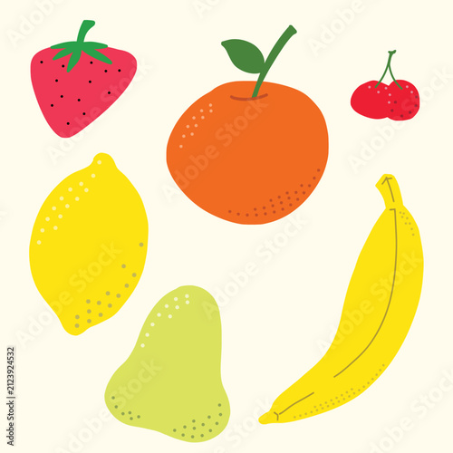 Colorful Minimalist Fruit Illustration on Light Background