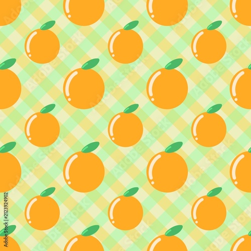 Orange Fruit Seamless Pattern, Lime Yellow Green Diagonal Striped Citrus Background