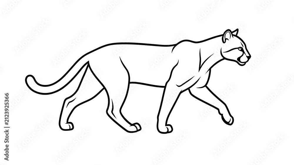 Fototapeta premium Cougar silhouette illustration on white background.