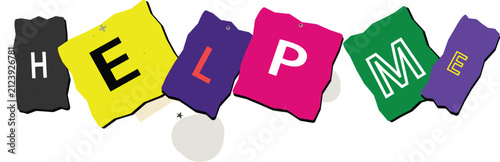 Foto Colorful Help Me Text Vector Illustration