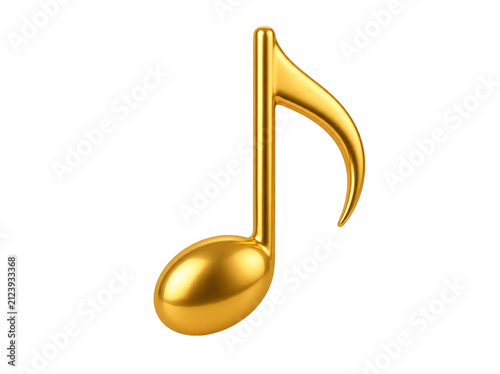 Golden music note isolated on transparent background