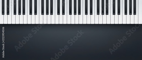 Hyper-Realistic Minimalist Piano Keyboard: Black and White Keys Texture, Dark Blurred Body, Serene Simple Music Atmosphere