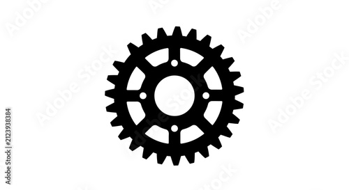 Black sprocket silhouette against a white background silhouette