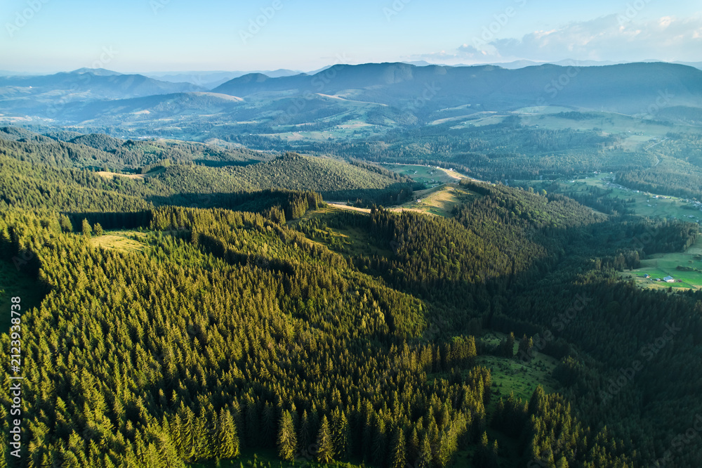 Obraz premium Aerial view of mountain hills