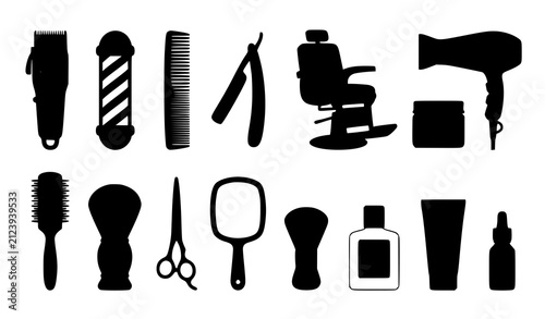 Quadro su tela Barber and Hairstylist Vector Illustration Collection
