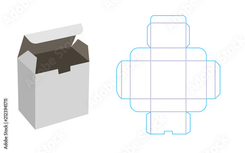 Cardboard box with die cut template vector illustration on a white background packaging container carton