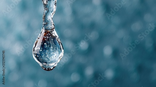 Close-up of Water Droplet Falling into Pool.