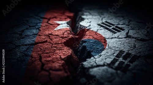 Cracked Earth with Solar Panel and Flag Illustration.
