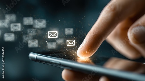 Digital Communication and Email Messaging on Smartphone.