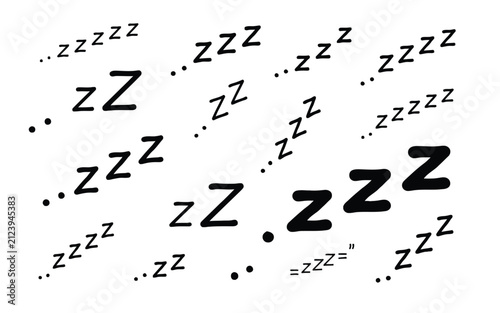 白い背景に手描きの zzz 睡眠シンボルのコレクション