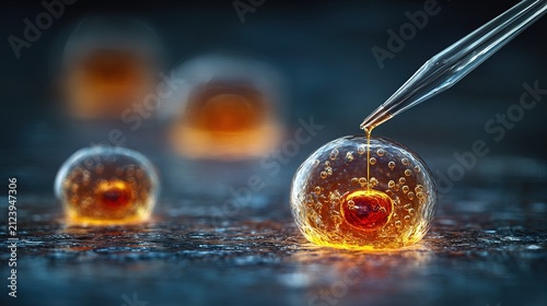 Scientific Laboratory Experiment with Microbeads and Droplets.