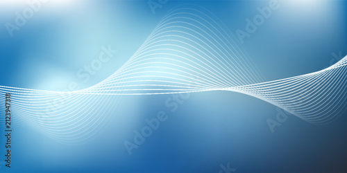 Abstract blue gradient background with shining lines waves. Minimalist background for banner, poster, Eps10