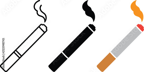 Принти на полотні Cigarette vector illustration, smoking, danger icon, white and orange filter