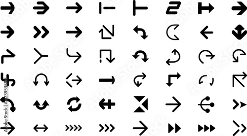 Vector Arrow Icons Set Black Silhouette Symbols Collection