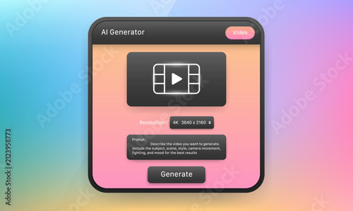 AI video generator widget popup user interface design template
