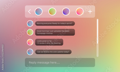 Group chat team discussion widget user interface design template