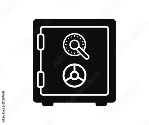 Bank safe deposit box vault solid black icon