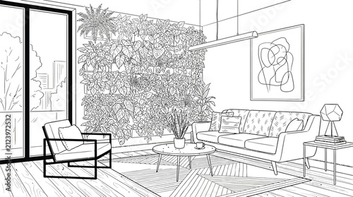 living room interior with a window