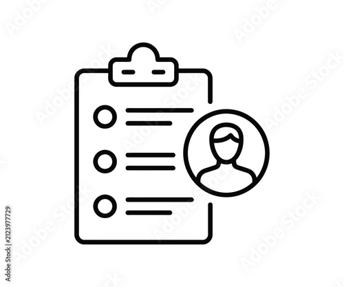 User profile resume document evaluation clipboard line art icon