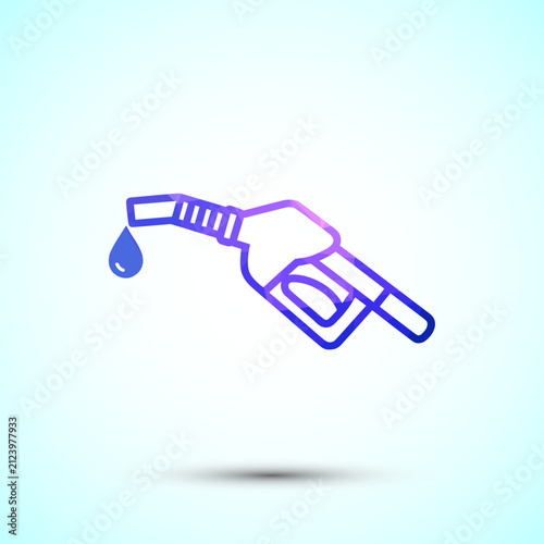 Low poly illustration of a blue fuel nozzle with a drop representing gas energy.
