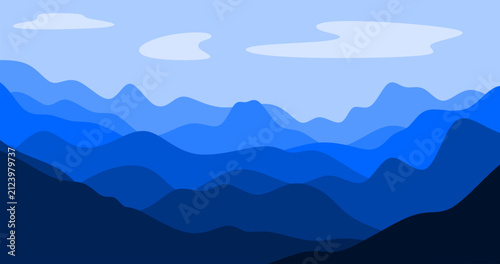 Landscape with mountains and blue sky