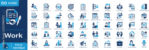 Принти на полотні Work solid icon set