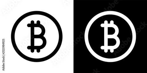 Foto Bitcoin cryptocurrency icon with outline and inverted styles