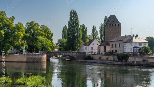 Panorama from the popular Petite France district in Strasbourg, France is known for its cobblestone streets, canals, and well-preserved half-timbered houses, Strasbourg, France, 
