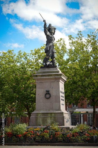 View of the statue of Jean Bart on the city of Dunkerque