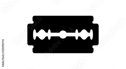 A black silhouette of a doubleedged razor blade