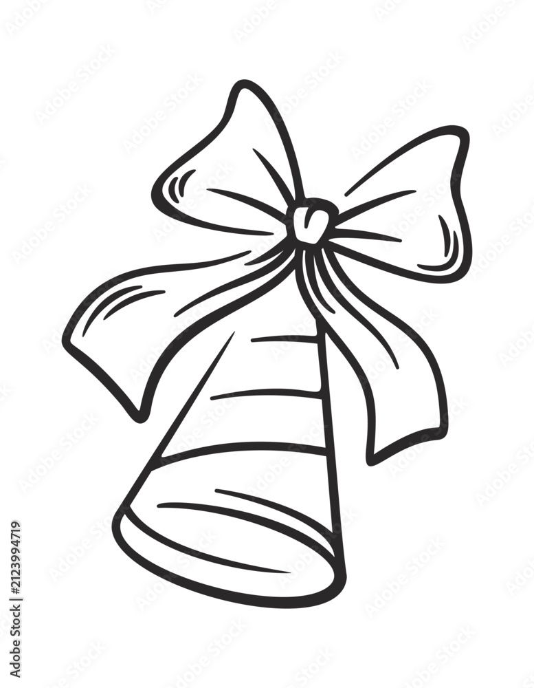Obraz premium Bell Ornament With Ribbon Line Art