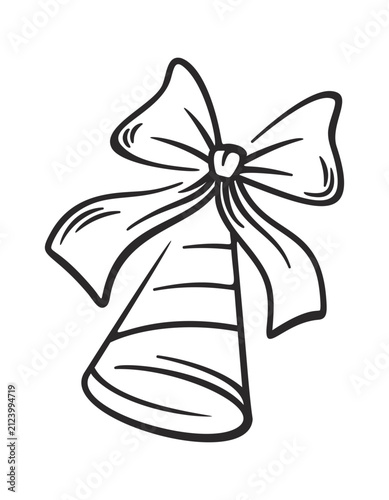 Bell Ornament With Ribbon Line Art
