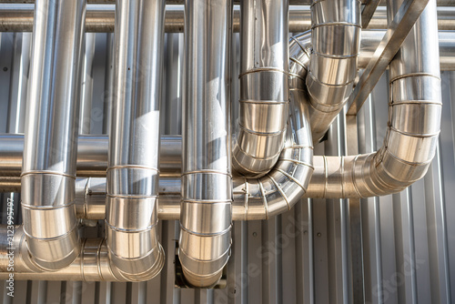 Metal pipes in a factory