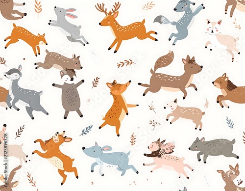 Orange foxes in winter forest snow scene.