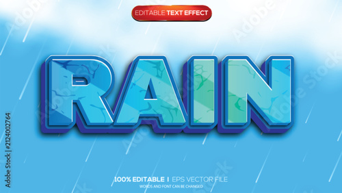 3d text effect rain theme