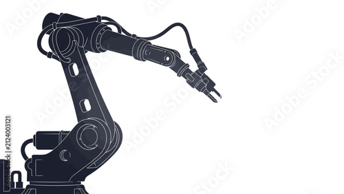 Industrial robotic arm vector illustration for manufacturing automation technology concept with mechanical arm and gripper isolated on white background