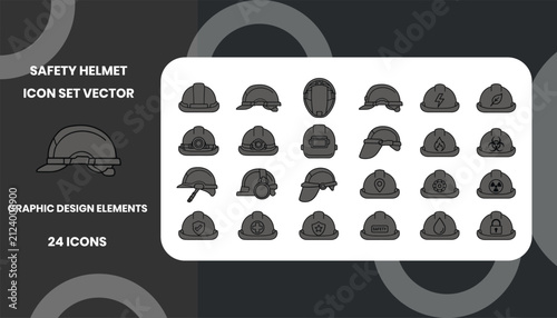 Safety Helmet Icon Set Vector Graphic Design Elements for Industrial Construction and Workplace Protection