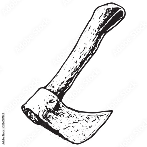 Camping Hatchet Axe Vintage Bushcraft Tool Illustration
