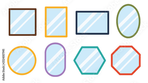 Set of geometric mirror frames in various shapes vector