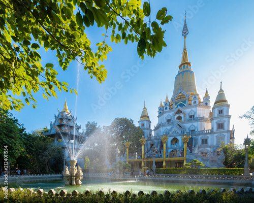 March 26, 2023: Buu Long Pagoda surrounded by lush greenery in Thu Duc City, Ho Chi Minh City, Vietnam.
