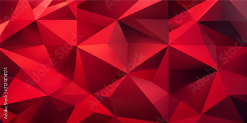 Deep red and maroon low poly geometric triangle pattern background for modern presentation design