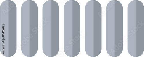 Symmetrical row of grey rounded capsules in a clean digital style