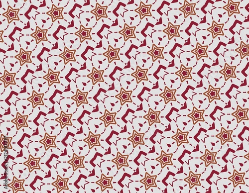 Patterned silver background with red star geometric shapes, suitable for wallpaper, textiles, and decorative design projects. Great for digital backgrounds.
