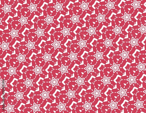 Patterned red background with white star geometric shapes, suitable for wallpaper, textiles, and decorative design projects. Great for digital backgrounds.