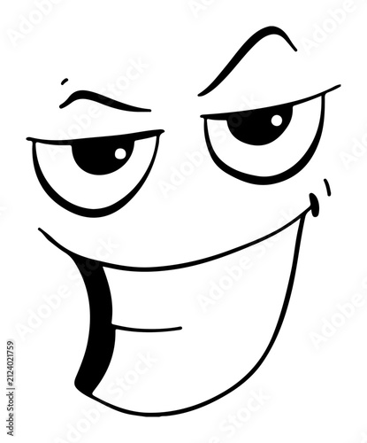 Картината върху платно Sly cartoon face with a wide grin and mischievous eyes perfect for expressing cu