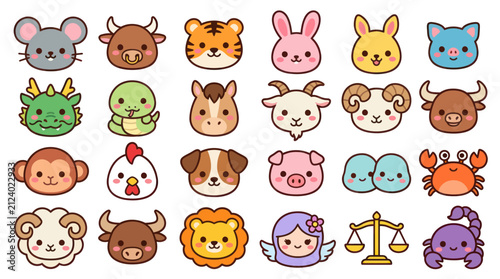 Photography Cute zodiac animal and character icons