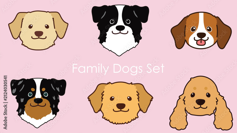 Obraz premium Sporting & Family Dogs front face Illustration Set