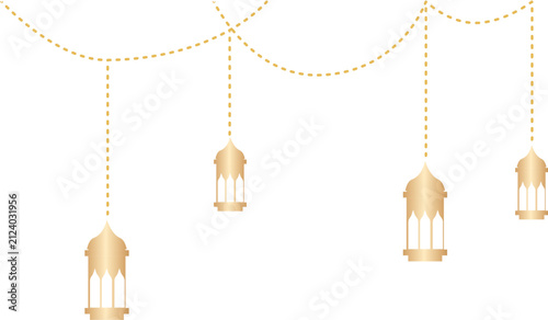 Elegant hanging lanterns in minimalist white background design