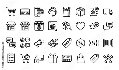 E-Commerce Outline Icons Collection Vector EPS10