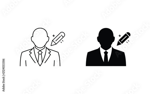 Business professional avatar with pen icon